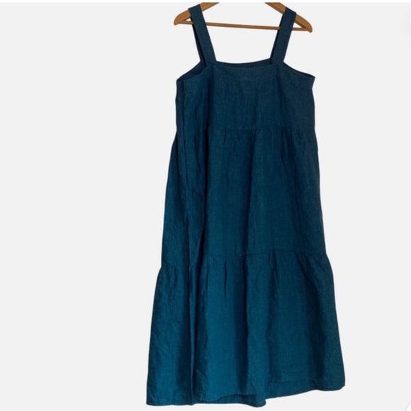 Eileen Fisher Washed Organic Linen Delave Tiered Dress in Size S - Picture 7 of 7